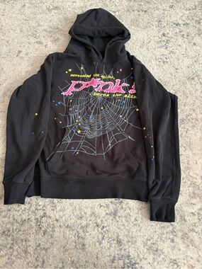 Sp5der Worldwide P*NK Black Hoodie FW21 - Size Medium